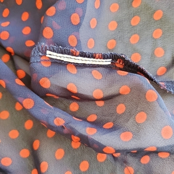 1182 * Old Navy Polka Dot Sheer Tank Navy Blue Red Size S - Picture 4 of 6